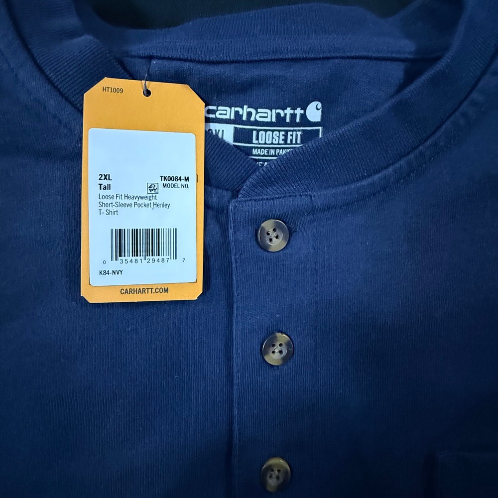 Lot of 3 Carhartt Mens 2XL Tall Loose Fit Heavyweight Pocket Henley K84 T-Shirts - Picture 4 of 5